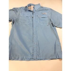 Habit Solar Factor 40+ Fishing Shirt Men's Large Blue Gingham Short Sleeve